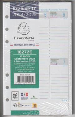 Exacompta 18270E Recharge Exatime 17 Semainier Semaine sur 2 Pages Verticale 172 x 105 mm 2025