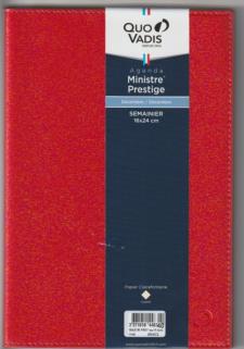 AGENDA QUO VADIS - MINISTRE PRESTIGE - 16X24CM - Rouge - ANNÉE 2025