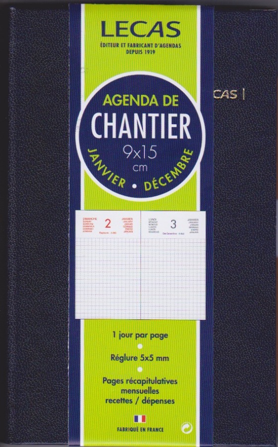 Agenda journalier Lecas Chantier - 8 x 13 cm - 2024 pas cher