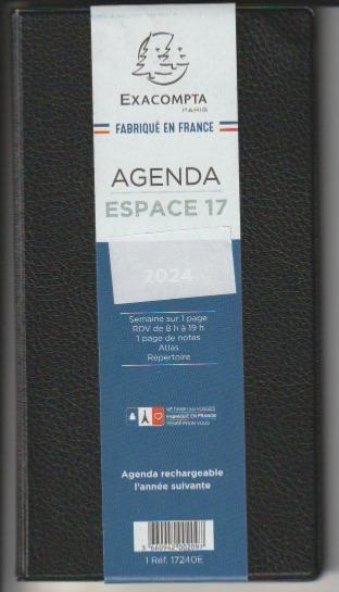 Agenda Moderne - 1 recharge d'agenda journalier - janvier 2024 à