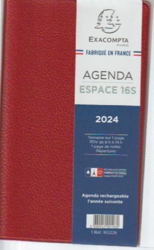 Agenda 2024 journalier de bureau 1 jour sur 2 pages EXACOMPTA