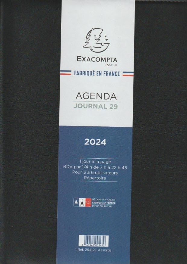 Agenda civil 2 jours/page 2024 Exacompta - Noir - 21 x 29,7 cm - Barbara 29- 2